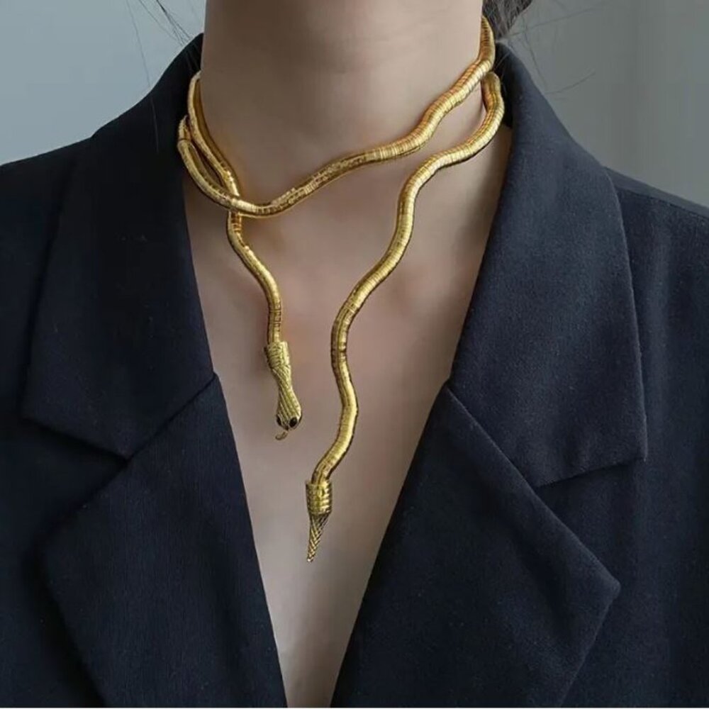 Lilith Sexy Gold Snake Wrap Necklace/Bracelet